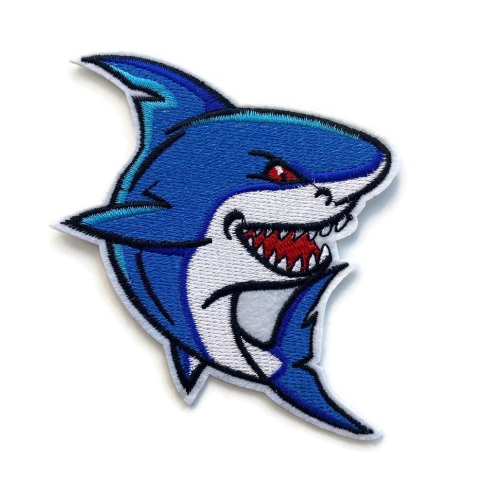 Blue Shark Scary Embroidered Patch